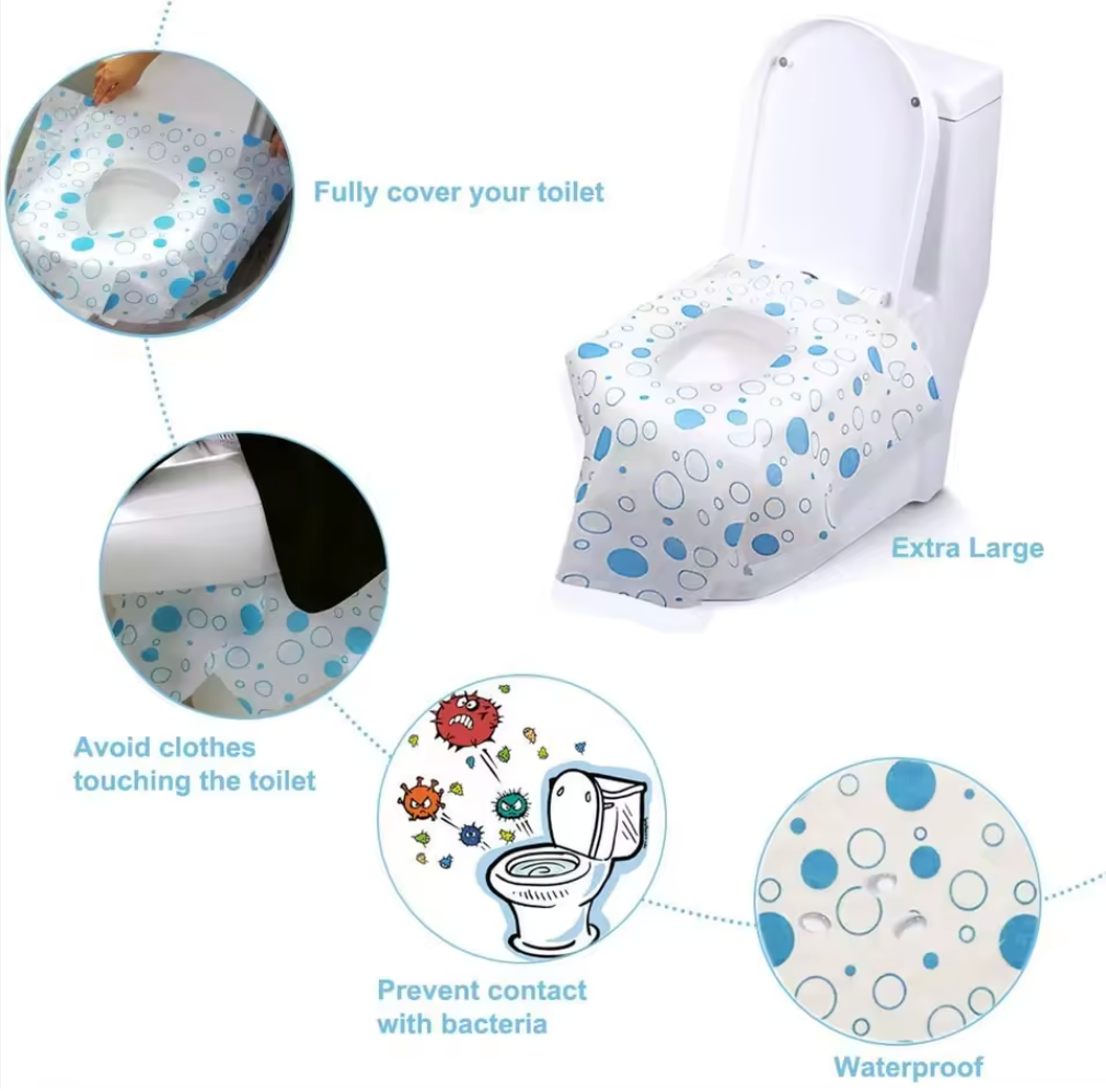 Disposable Waterproof Toilet Seat Cover - Extra Large Full Coverage - Pack of 20